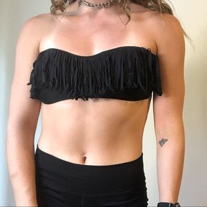 fringe bandeau bathing suit top